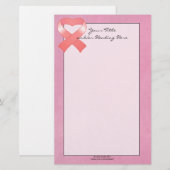 Roze lint-hartritme briefpapier (Voorkant / Achterkant)