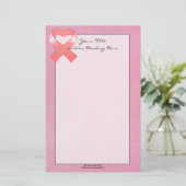 Roze lint-hartritme briefpapier (Staand voorkant)
