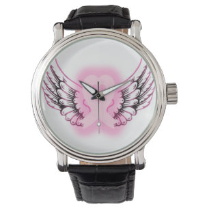 Roze lint hartslag horloge zwart
