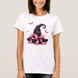 Roze Lint Heksenhoed Borstkanker Bewustzijn T-shirt
