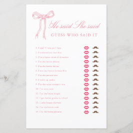 Roze Lint Hij Zei Zij Zei Bruidsfeest Spel