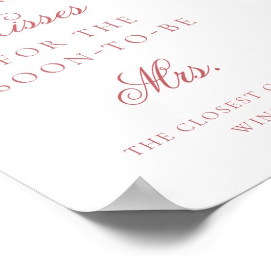 Roze lint hoeveel kussen Vrijgezellenfeest teken Poster (Hoek)