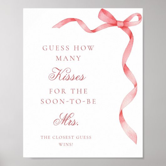 Roze lint hoeveel kussen Vrijgezellenfeest teken Poster (Voorkant)