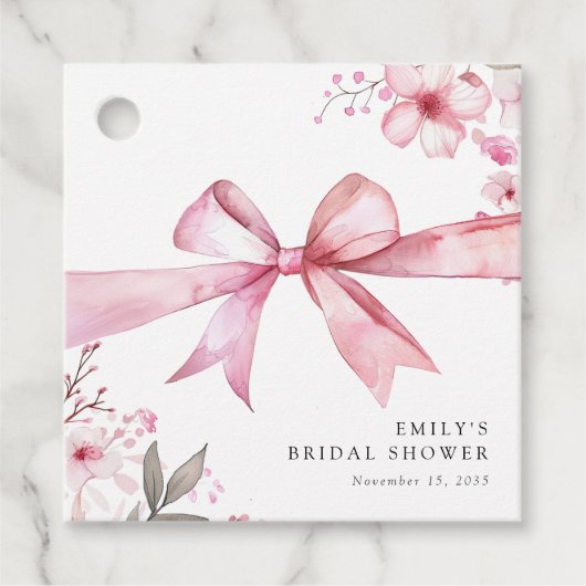 Roze lint huwelijksfeest bedankjes labels (Voorkant)