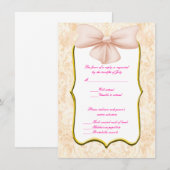 Roze lint huwelijksreactiekaarten kaart (Voorkant / Achterkant)