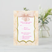 Roze lint huwelijksreactiekaarten kaart (Staand voorkant)
