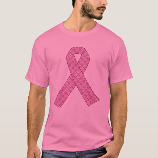 Roze lint in het Damaspatroon T-shirt (Voorkant)