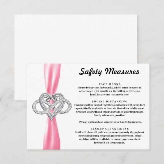 Roze lint Infinity Heart Safety Measures Informatiekaartje (Voorkant / Achterkant)