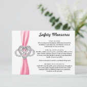 Roze lint Infinity Heart Safety Measures Informatiekaartje (Staand voorkant)