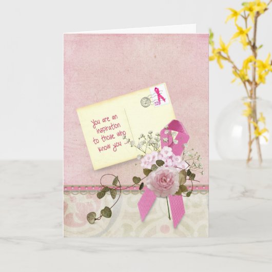 Roze lint Inspirerend Kaart (Gele Bloem)