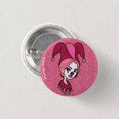 Roze Lint Jester Knop (Klein) Ronde Button 3,2 Cm (Voorkant /achterkant)