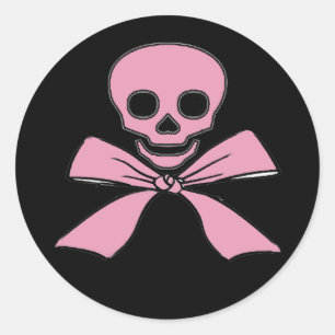 Roze Lint Jolly Roger Meisje Pirate Stickers