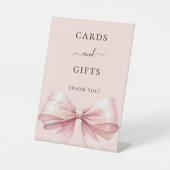 Roze lint kaarten cadeaus bord reclamebord met voetstuk (Voorkant)