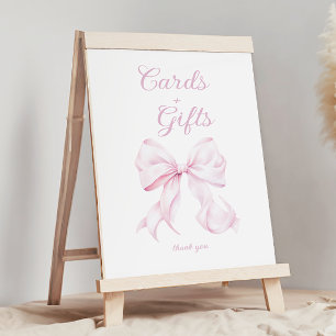 Roze lint kaartjes & cadeaus tafelbord poster