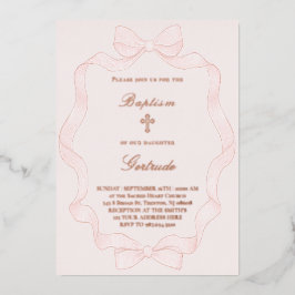 roze lint kader Doop Uitnodiging