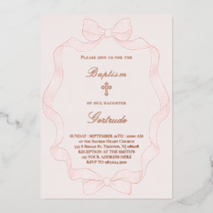 roze lint kader Doop Uitnodiging
