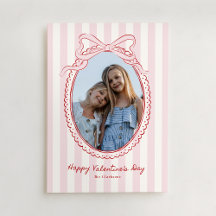 Roze lint kader Valentijnskaart