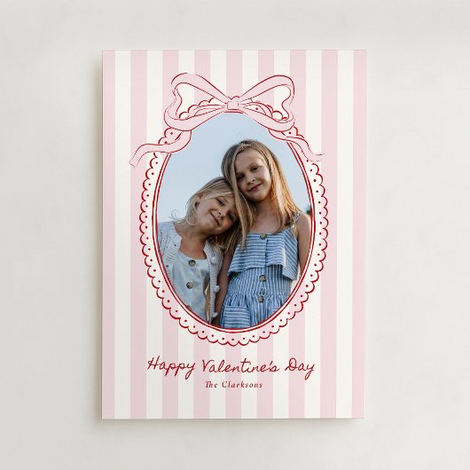 Roze lint kader Valentijnskaart Kaart