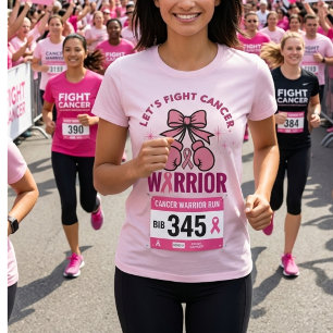 Roze Lint Kanker Krijger T-Shirt Laten we vechte