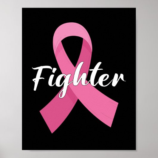 Roze Lint Kankerbewustzijn Borstkanker Strijder Poster (Voorkant)