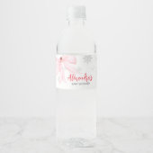 Roze Lint Kerst Baby Shower Waterfles Etiket (Voorkant)