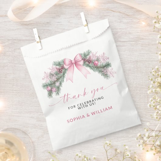 Roze lint kerst bruiloft bedankzakje (Geknipt)