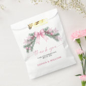 Roze lint kerst bruiloft bedankzakje (Gezegeld)
