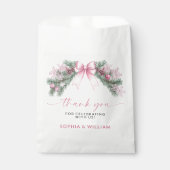 Roze lint kerst bruiloft bedankzakje (Voorkant)