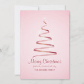 Roze lint kerstboom feestdagenkaart (Voorkant)