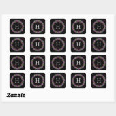 Roze lint kerstkrans vierkante sticker (Vel)