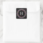 Roze lint kerstkrans vierkante sticker (Tas)