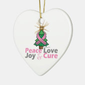 Roze lint kerstliefde, vreugde & kuur keramisch ornament (Links)