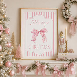 Roze lint Kerstmis Vakantieposter Poster