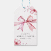 Roze Lint Knoop de Knoop Bruidsfeest Cadeaulabel (Voorkant)