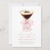 Roze Lint Koffie Bruiloftsborrel Kaart (Voorkant)