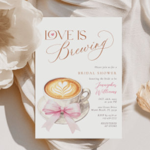 Roze Lint Koffie Bruiloftsborrel Kaart