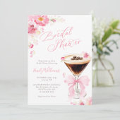 Roze lint koffie bruiloftsshower uitnodiging (Staand voorkant)