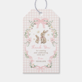 Roze Lint Konijn Baby Meisje Shower Bedankt Cadeaulabel
