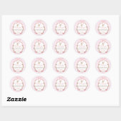 Roze Lint Konijn Bedankt Ronde Sticker (Vel)