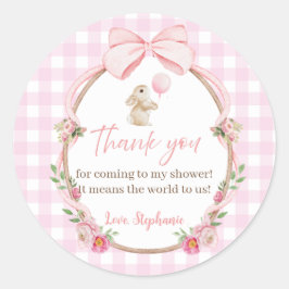 Roze Lint Konijn Bedankt Ronde Sticker