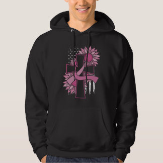 Roze Lint Kruis Zonnebloem Borstkanker Geloof Hoodie