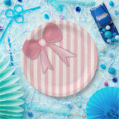 Roze lint kussen. papieren bordje (Feest)