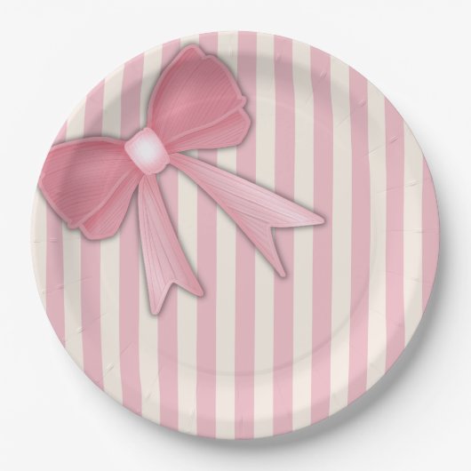 Roze lint kussen. papieren bordje (Voorkant)