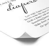 Roze lint laat-avond luiers babyshower spel poster (Hoek)