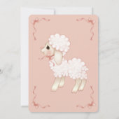 Roze lint lammetje baby shower uitnodiging meisje (Achterkant)