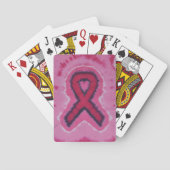 Roze lint-linnen kleurstoffietsen pokerkaarten (Achterkant)