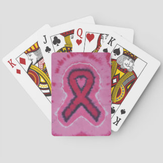 Roze lint-linnen kleurstoffietsen pokerkaarten