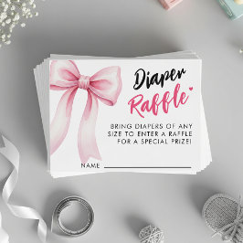 Roze lint lint Mooie baby shower luier raffle Informatiekaartje