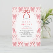 Roze lint lint patroon meisje baby shower kaart (Staand voorkant)