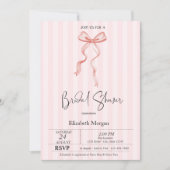 Roze lint lint roze strepen bruidsdouche kaart (Voorkant)